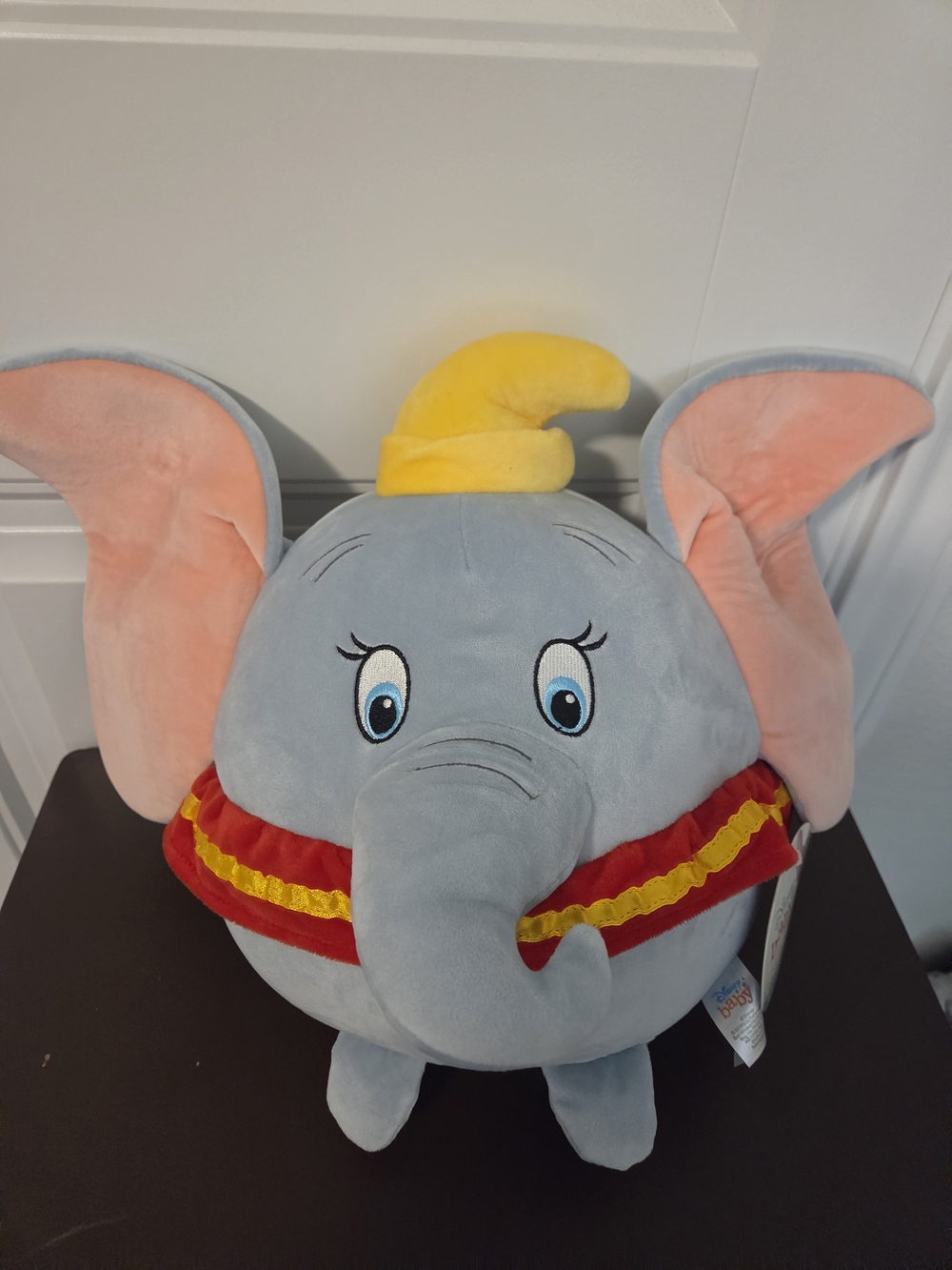 Disney Baby Dumbo Plush Cuddle Pal in Light Blue with Pink Ears and Red Collar